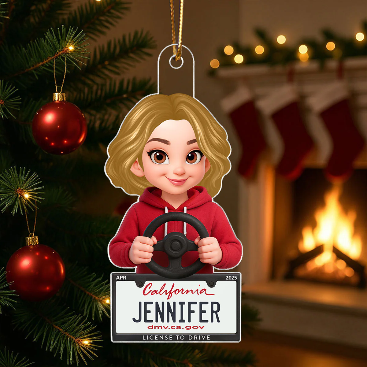 New Driver in Red Hoodie - Personalized Acrylic Ornament - Christmas Gift For New Drivers - Image 4