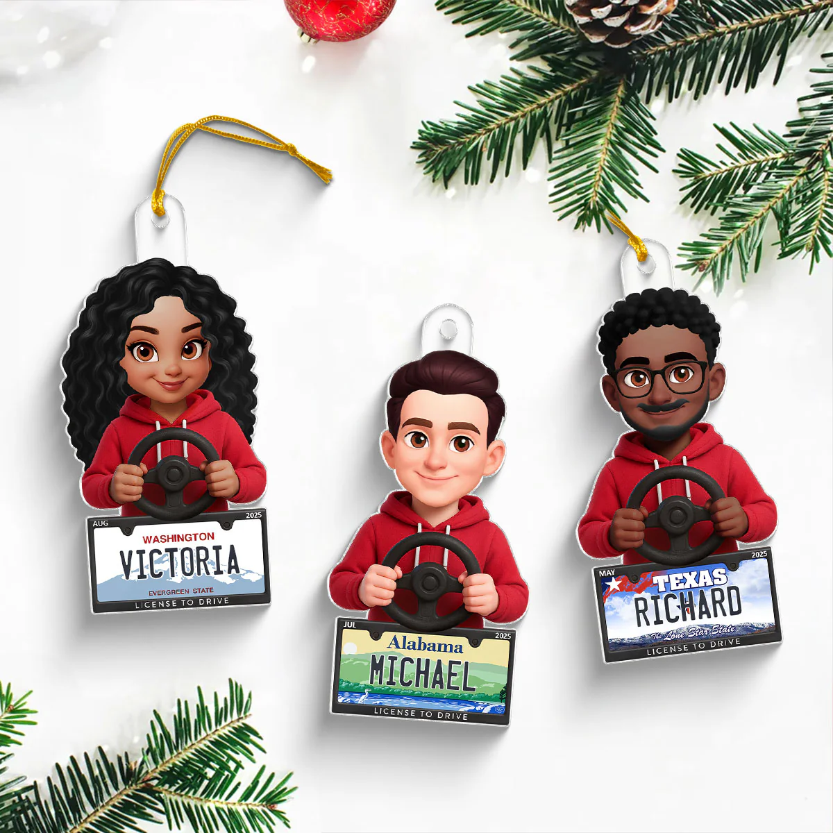 New Driver in Red Hoodie - Personalized Acrylic Ornament - Christmas Gift For New Drivers - Image 5