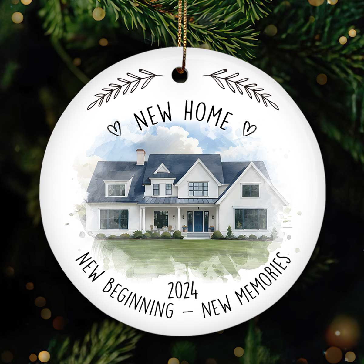 New Home New House New Beginning Photo Inserted Housewarming Gift Personalized Ceramic Ornament