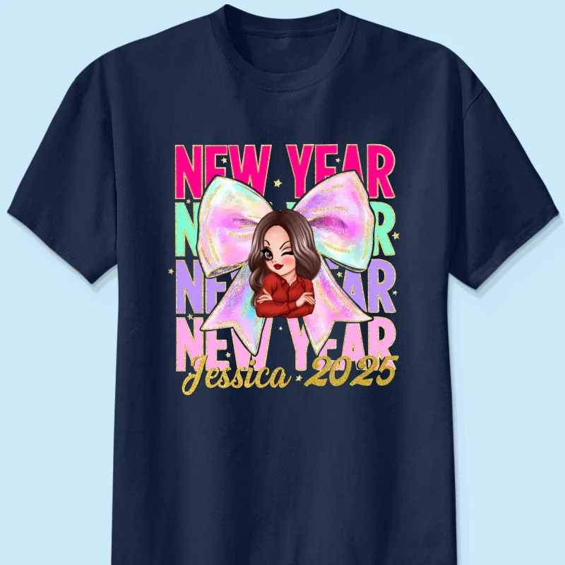 New year Coquette 2025, Happy New Year 2025 Retro Personalized Shirt, 12 New Chapters - Image 8