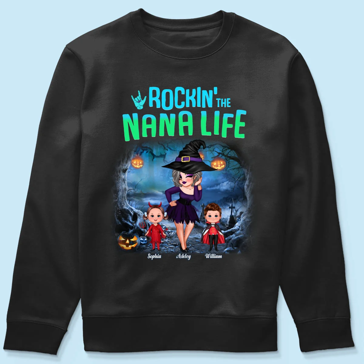 Night Halloween Rockin‘ Grandma Personalized Shirt - Image 11