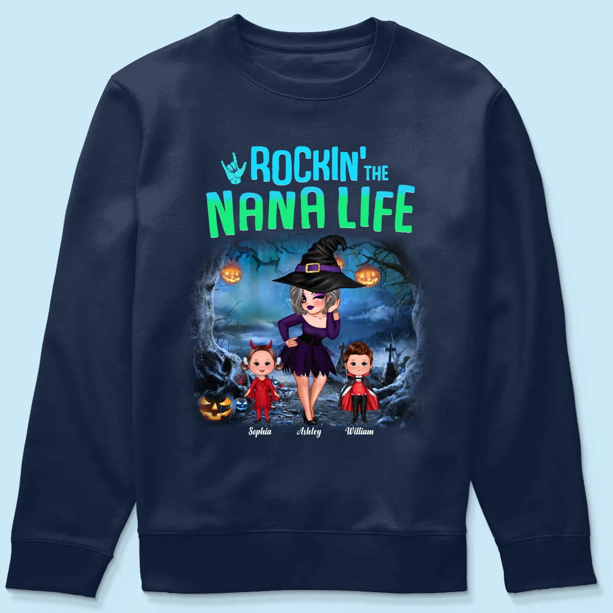 Night Halloween Rockin‘ Grandma Personalized Shirt - Image 12