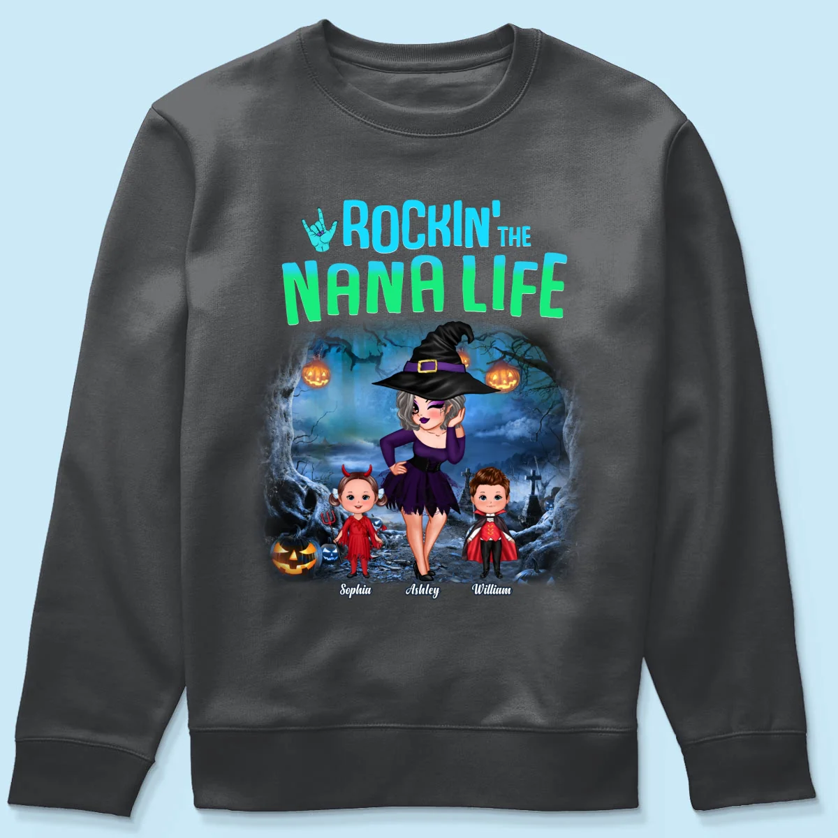 Night Halloween Rockin‘ Grandma Personalized Shirt - Image 13