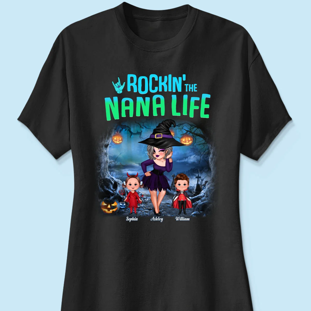 Night Halloween Rockin‘ Grandma Personalized Shirt - Image 14