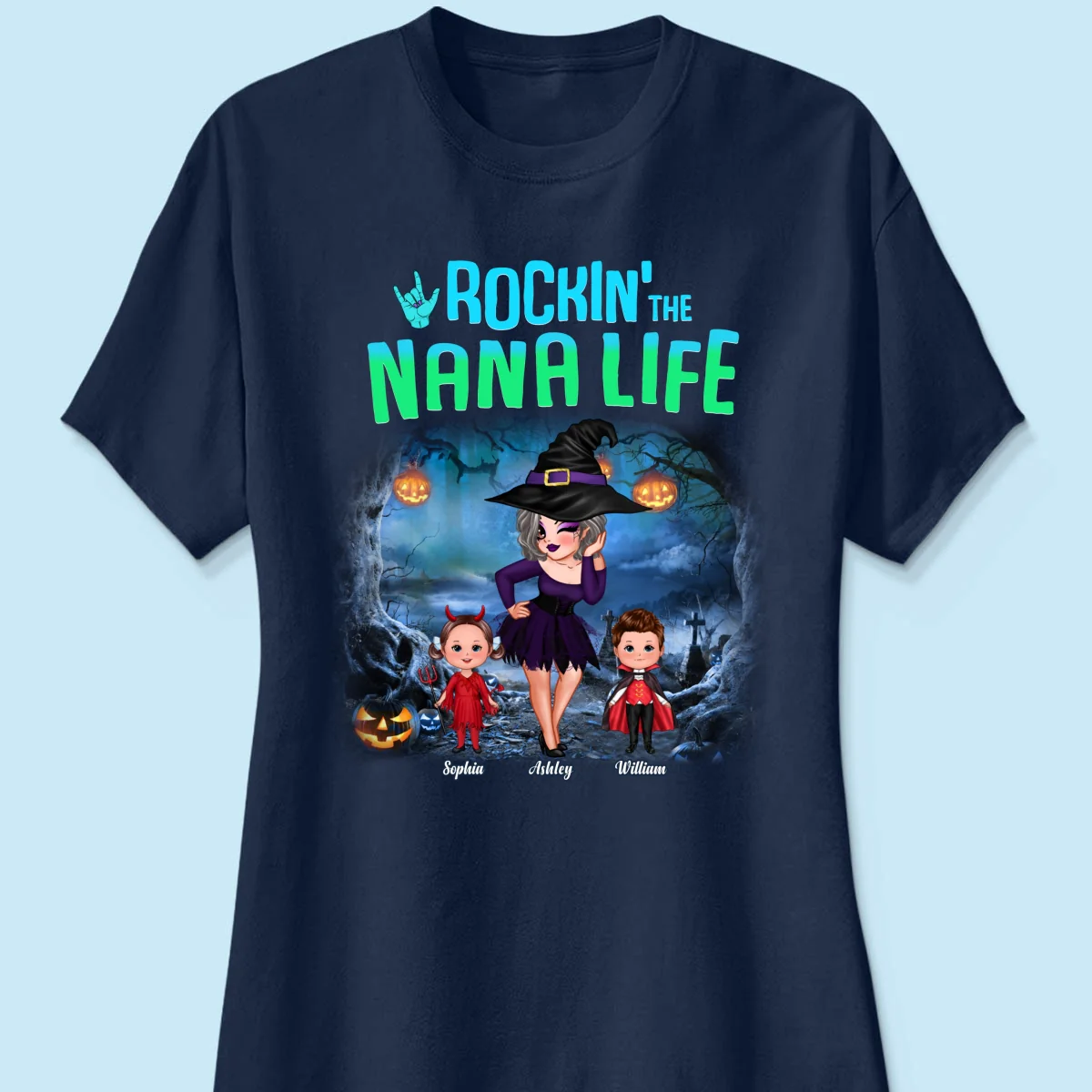 Night Halloween Rockin‘ Grandma Personalized Shirt - Image 15