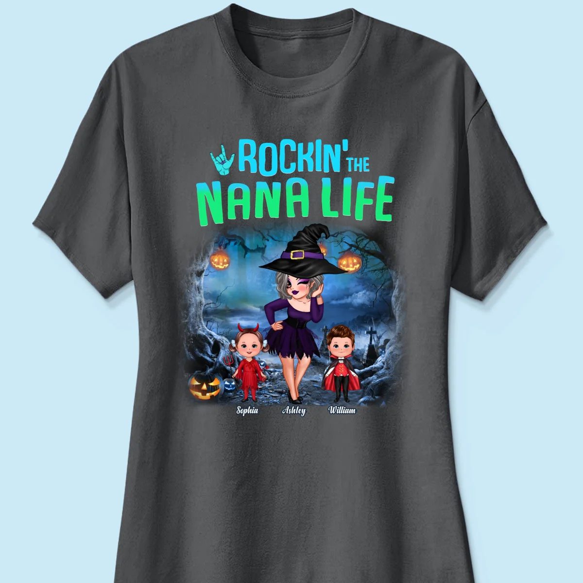Night Halloween Rockin‘ Grandma Personalized Shirt - Image 16