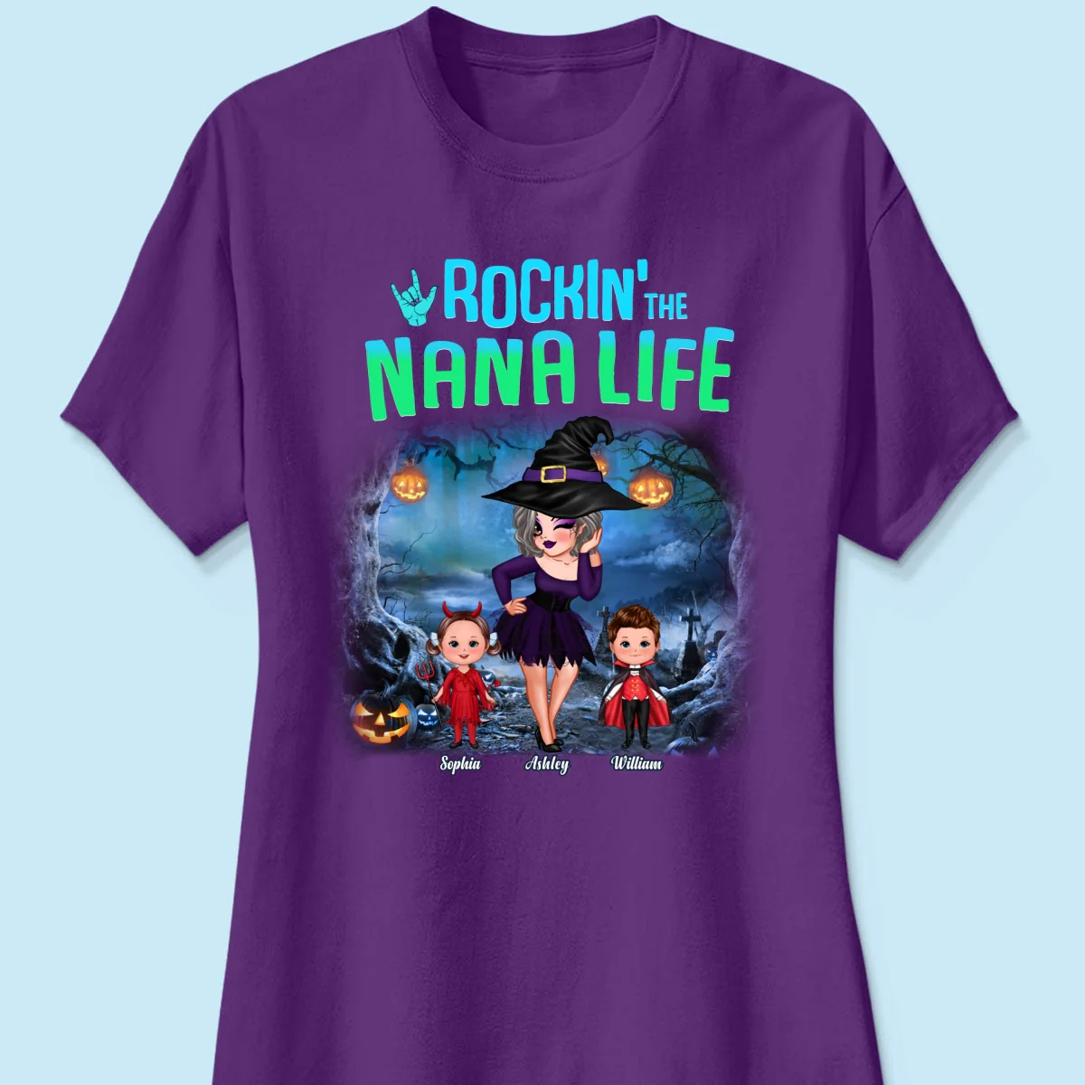 Night Halloween Rockin‘ Grandma Personalized Shirt - Image 17