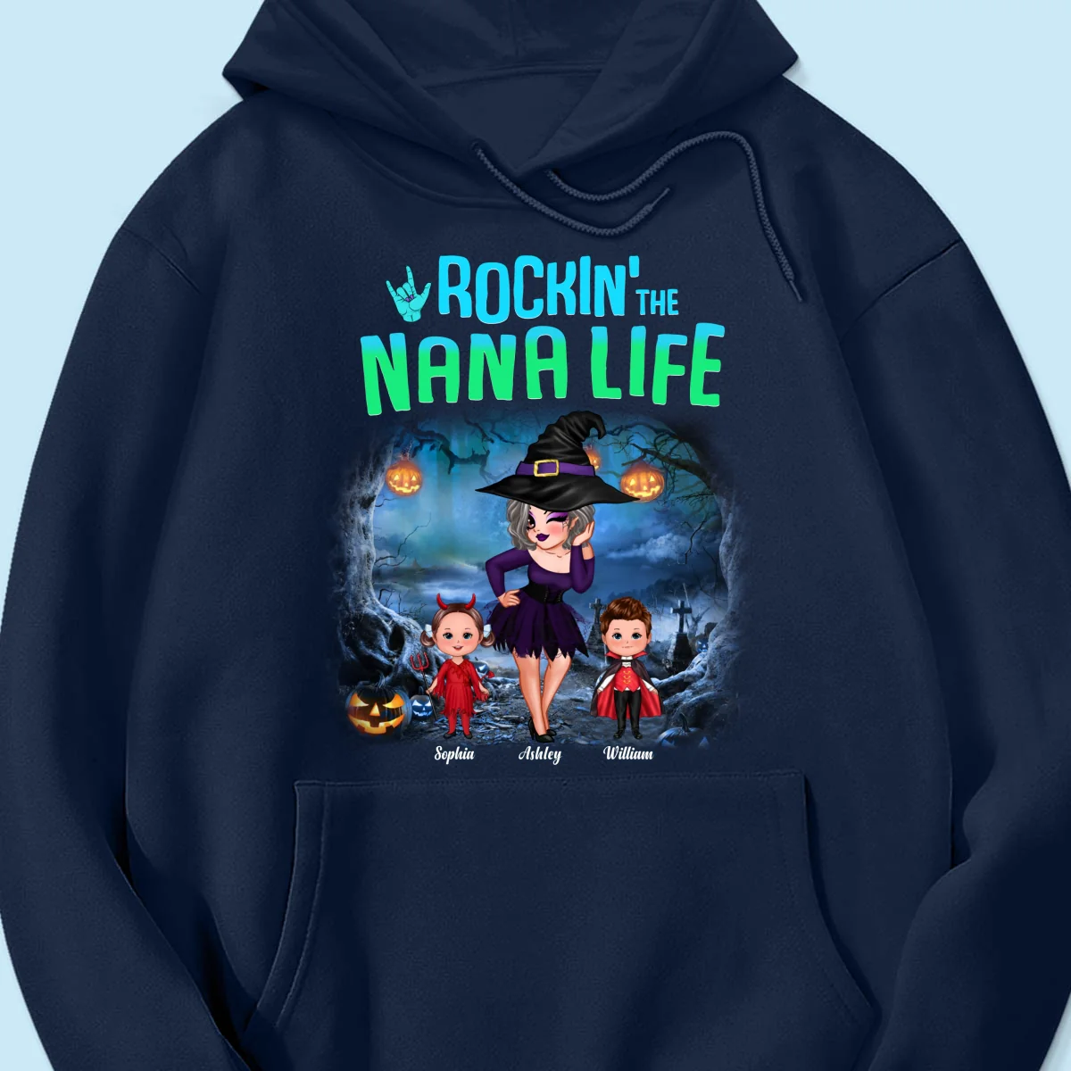 Night Halloween Rockin‘ Grandma Personalized Shirt - Image 19