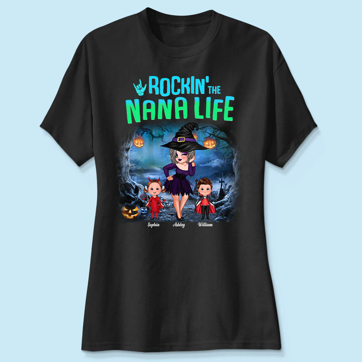 Night Halloween Rockin‘ Grandma Personalized Shirt - Image 4