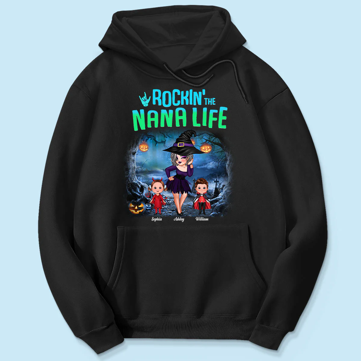 Night Halloween Rockin‘ Grandma Personalized Shirt - Image 5