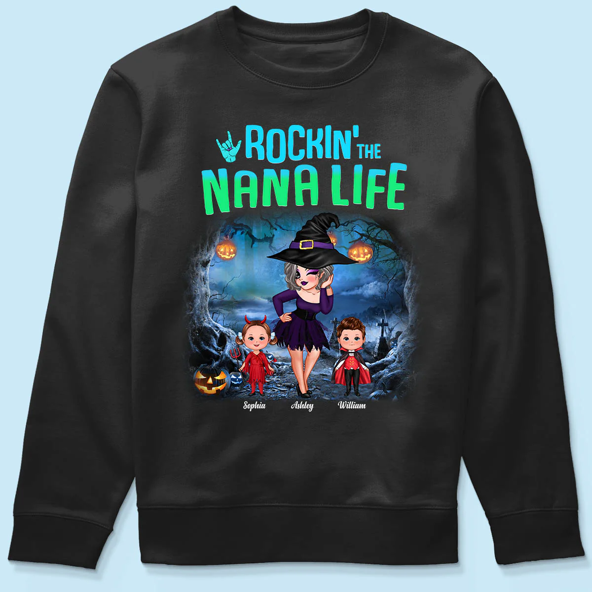 Night Halloween Rockin‘ Grandma Personalized Shirt - Image 6