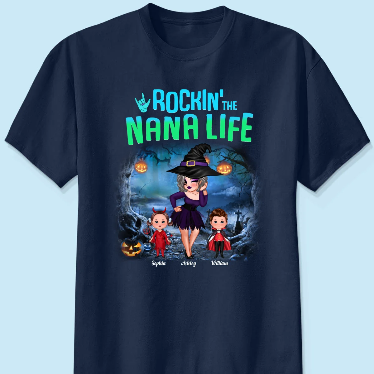 Night Halloween Rockin‘ Grandma Personalized Shirt - Image 8