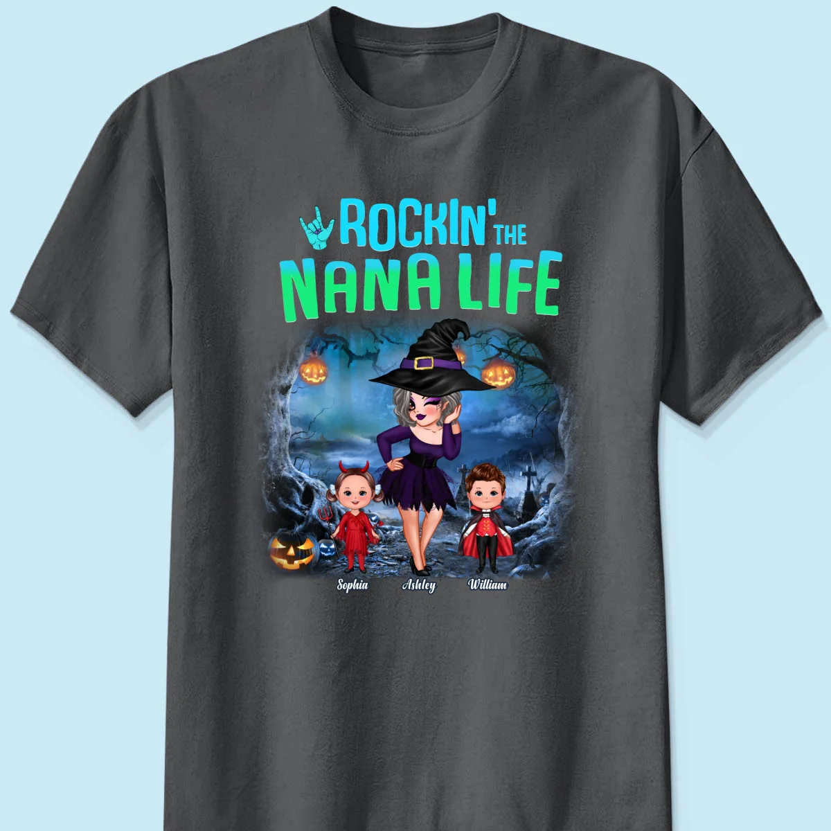 Night Halloween Rockin‘ Grandma Personalized Shirt - Image 9