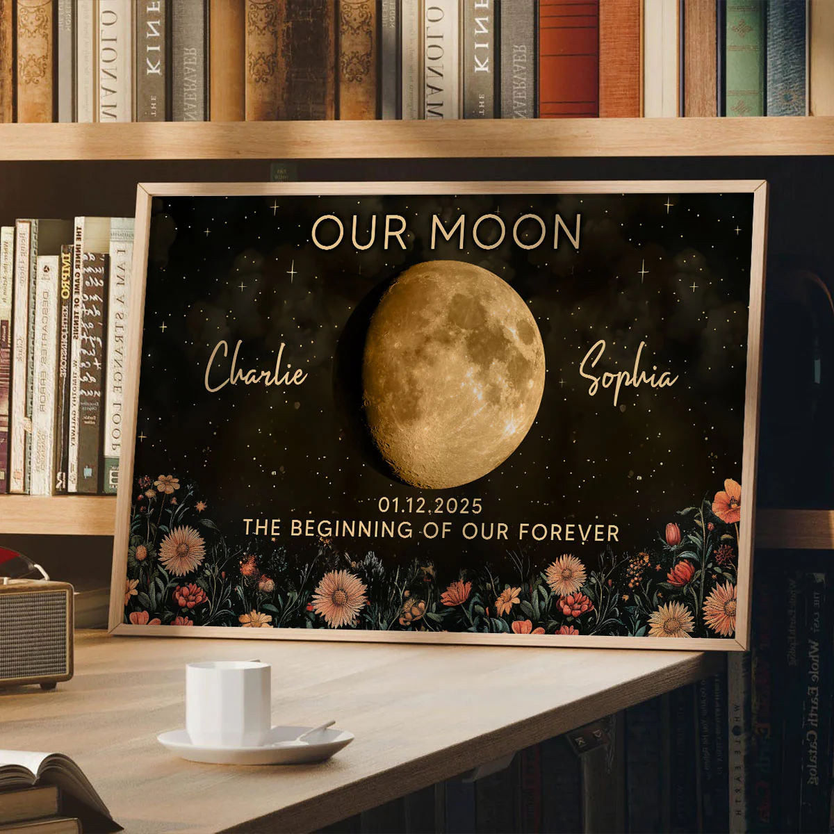 Night Sky Love Story Couple Custom Moon Phase Anniversary Date - Personalized Poster - Heartfelt Anniversary Gift, Valentine Gift, Wedding Gift For Couple - Image 8