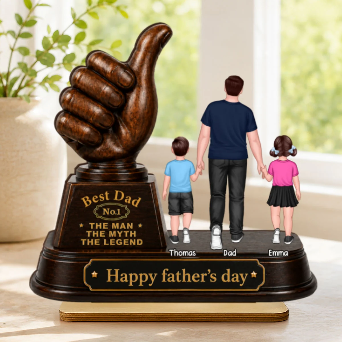 No. 1 Dad Grandpa Trophy - Personalized 2-Layered Wooden Plaque -  Gift for Dad, Husband - Image 11