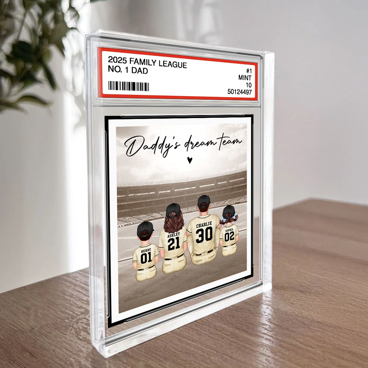 No. 1 Dad Retro Vintage Baseball Trading Card Style Personalized Acrylic Block Plaque, Gift For Dad - Image 5