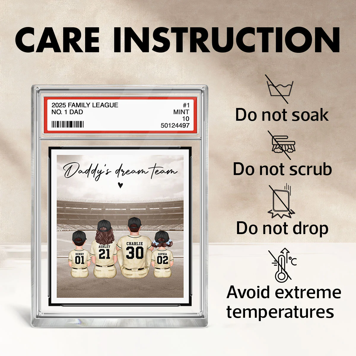 No. 1 Dad Retro Vintage Baseball Trading Card Style Personalized Acrylic Block Plaque, Gift For Dad - Image 7