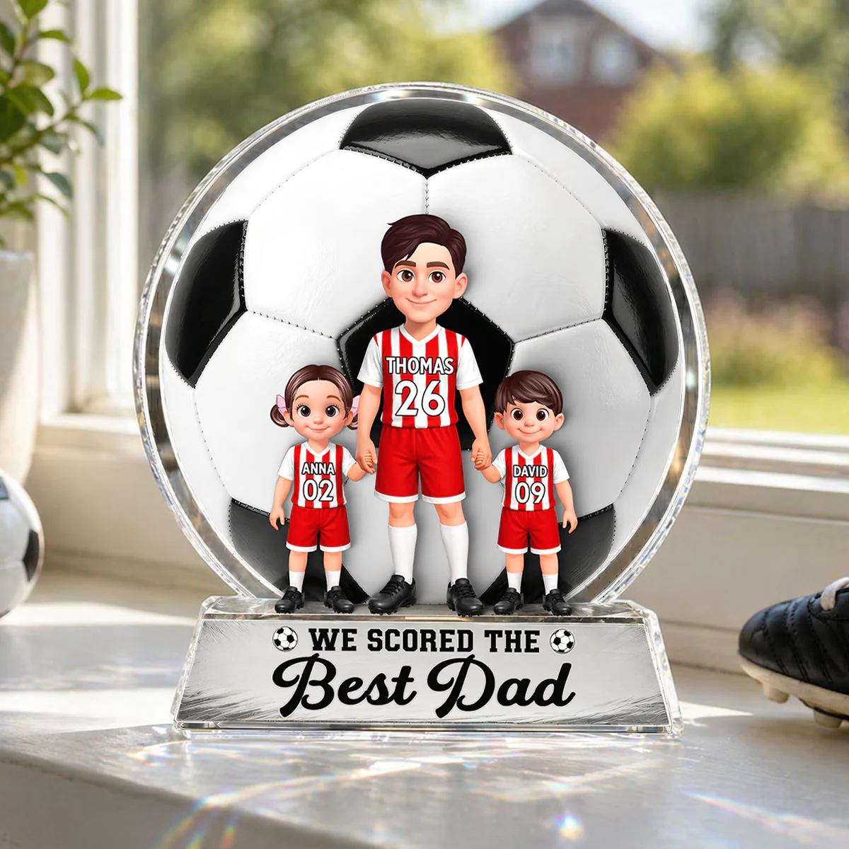 No 1 Soccer Dad We Scored The Best Dad - Personalized Acrylic Block Plaque -  Gift For Dad, Husband, Soccer Lovers - Image 2