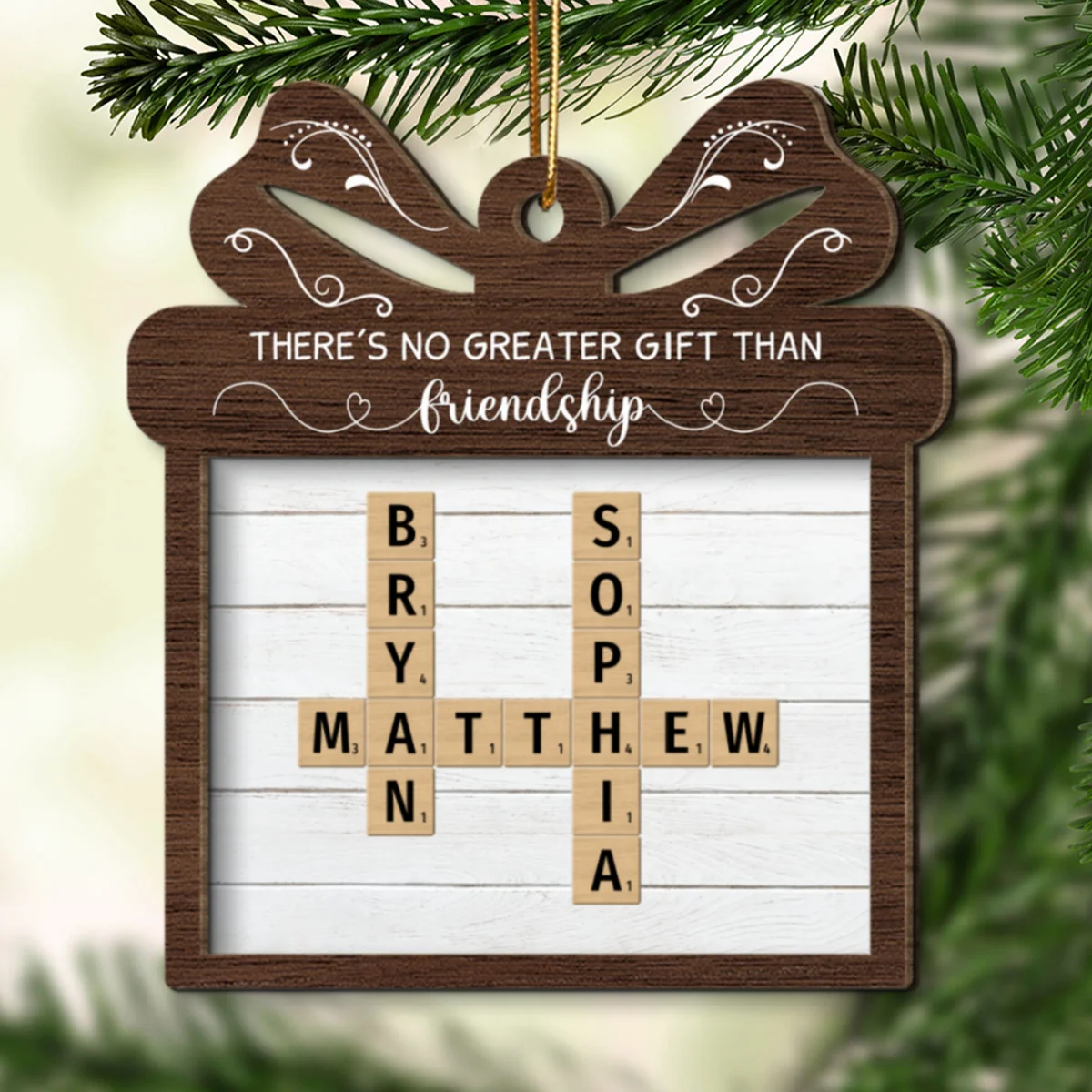 No Greater Gift Than Friendship Crossword Puzzle Art Personalized 2-Layer Wooden Ornament, Gift For Besties, Best Friends - Image 8