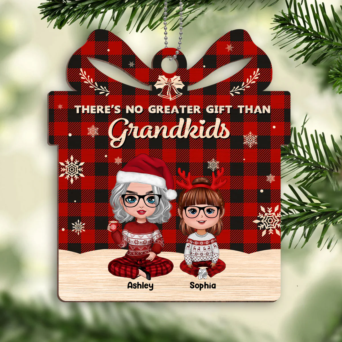 No Greater Gift Than Grandkids Grandma Personalized Wooden Ornament - Image 3