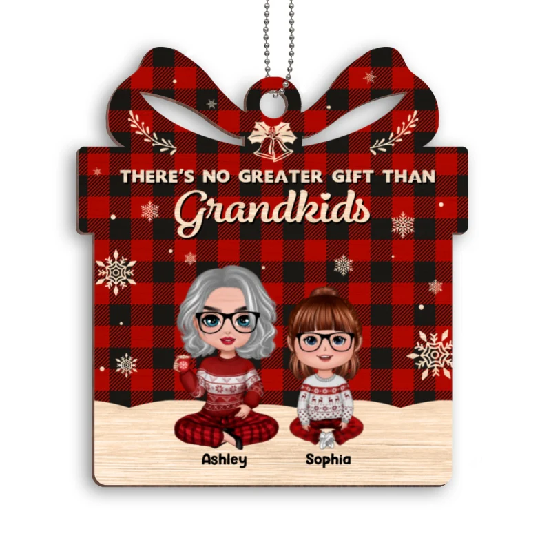 No Greater Gift Than Grandkids Grandma Personalized Wooden Ornament - Image 4