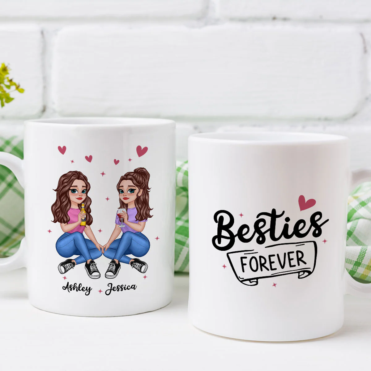 No Greater Gift Than Sisters Besties Pretty Cartoon Girls Personalized Mug - Image 3