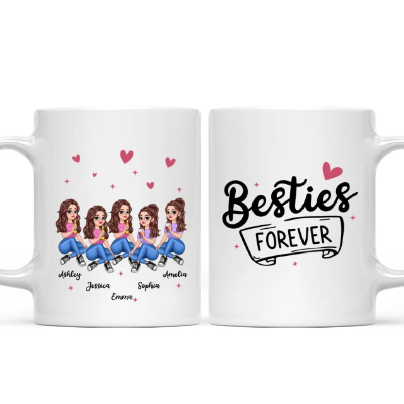 No Greater Gift Than Sisters Besties Pretty Cartoon Girls Personalized Mug - Image 4
