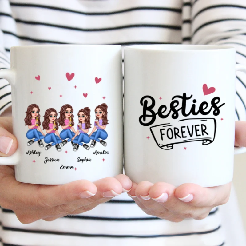 No Greater Gift Than Sisters Besties Pretty Cartoon Girls Personalized Mug - Image 5
