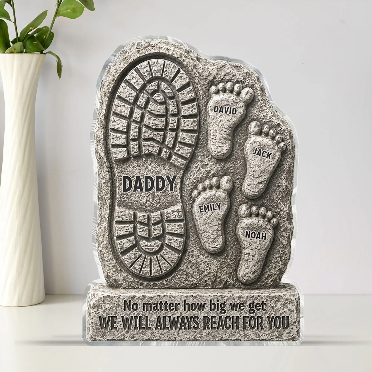 No Matter How Big We Get Always Reach For You Dad - Personalized Acrylic Block Plaque - Heartfelt Gift For Dad, Husband