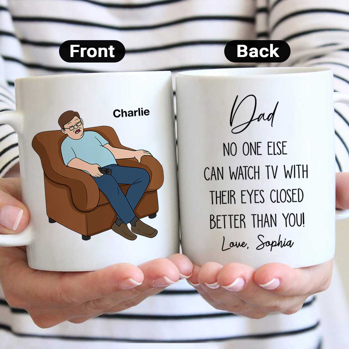 No One Else Can Watch TV With Their Eyes Closed Better Than You Funny Father‘s Day Gift For Dad Grandpa Personalized Mug - Image 2