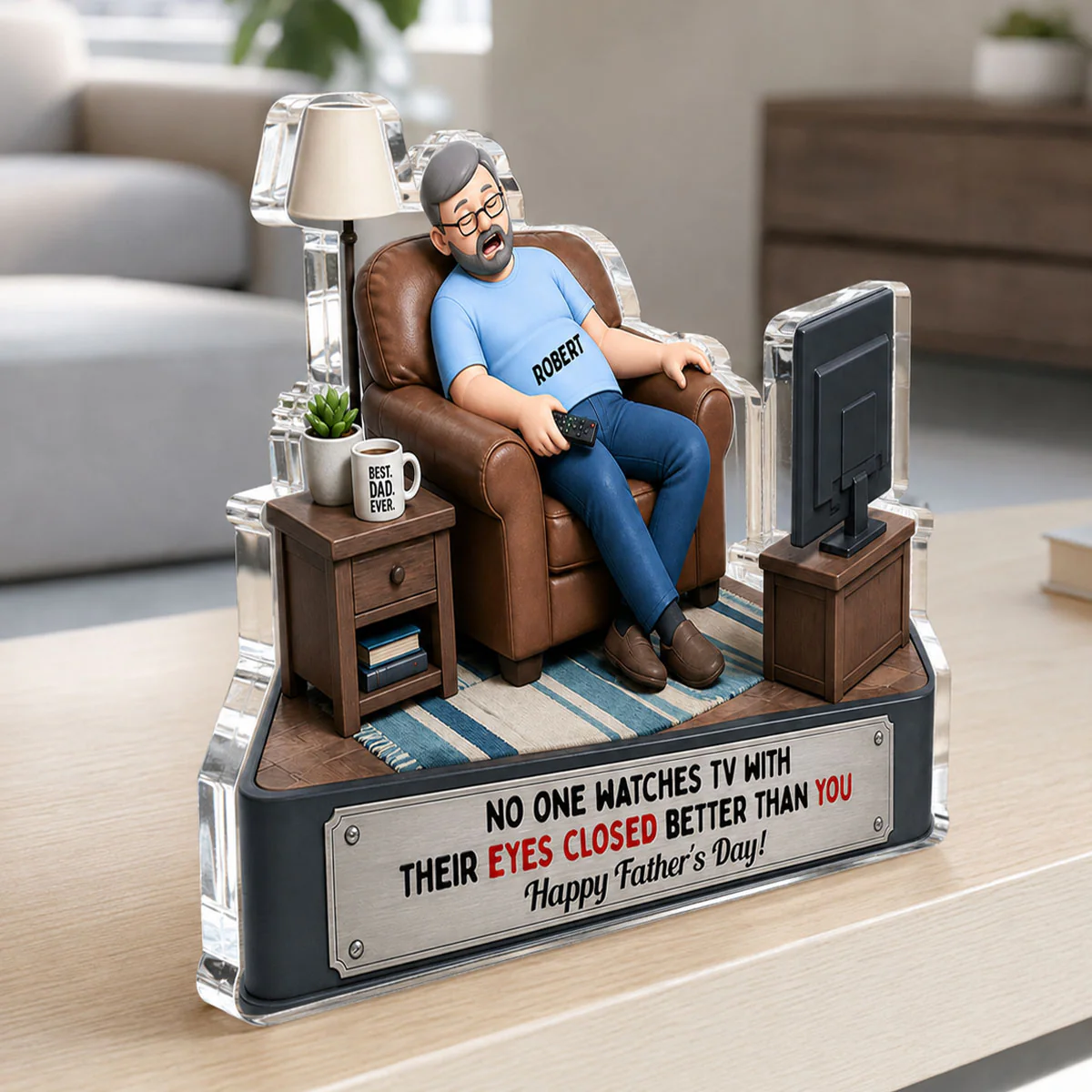 No One Watches TV Better Than You - Personalized Acrylic Block Plaque - Funny  Gift for Dad, Grandpa, Husband - Image 4