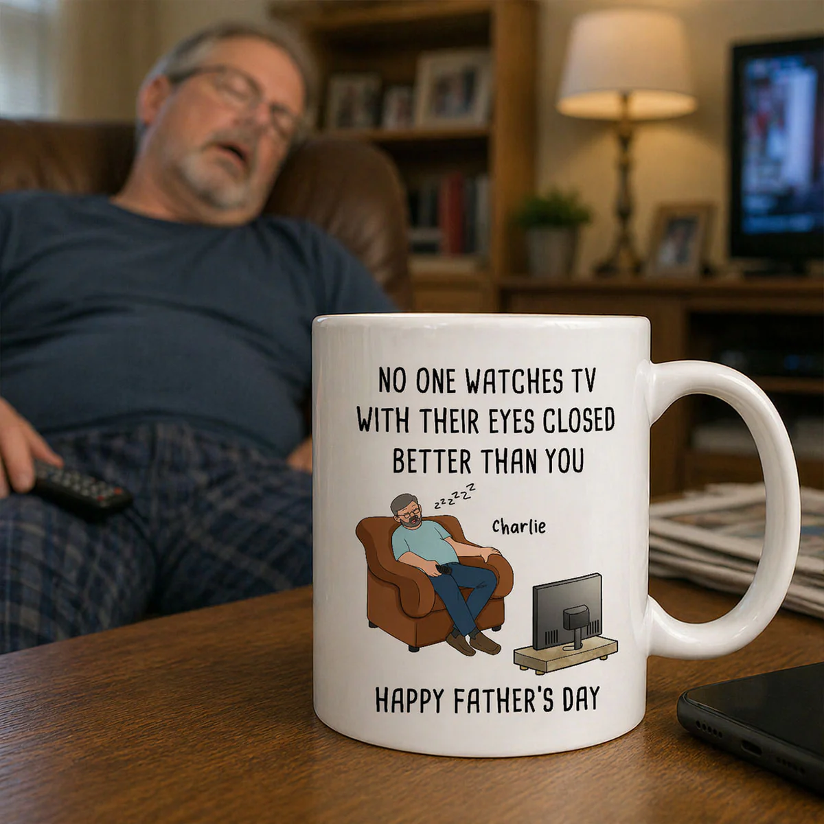 No One Watches TV With Their Eyes Closed Better Than You - Personalized Mug - Funny Father's Day Gift For Dad, Grandpa, Husband - Image 10