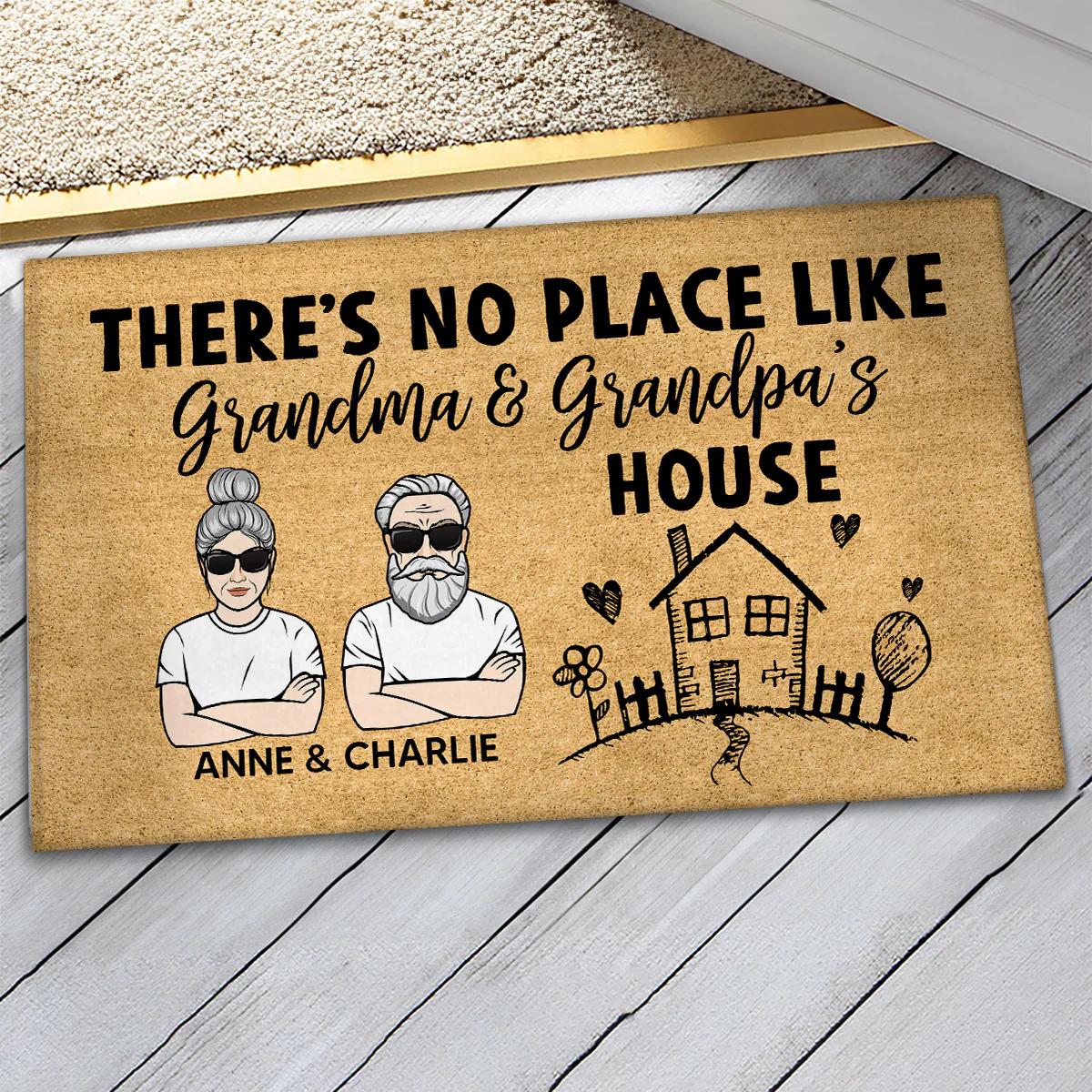 No Place Like Grandma Grandma‘s House Gift For Grandparents Personalized Doormat - Image 3