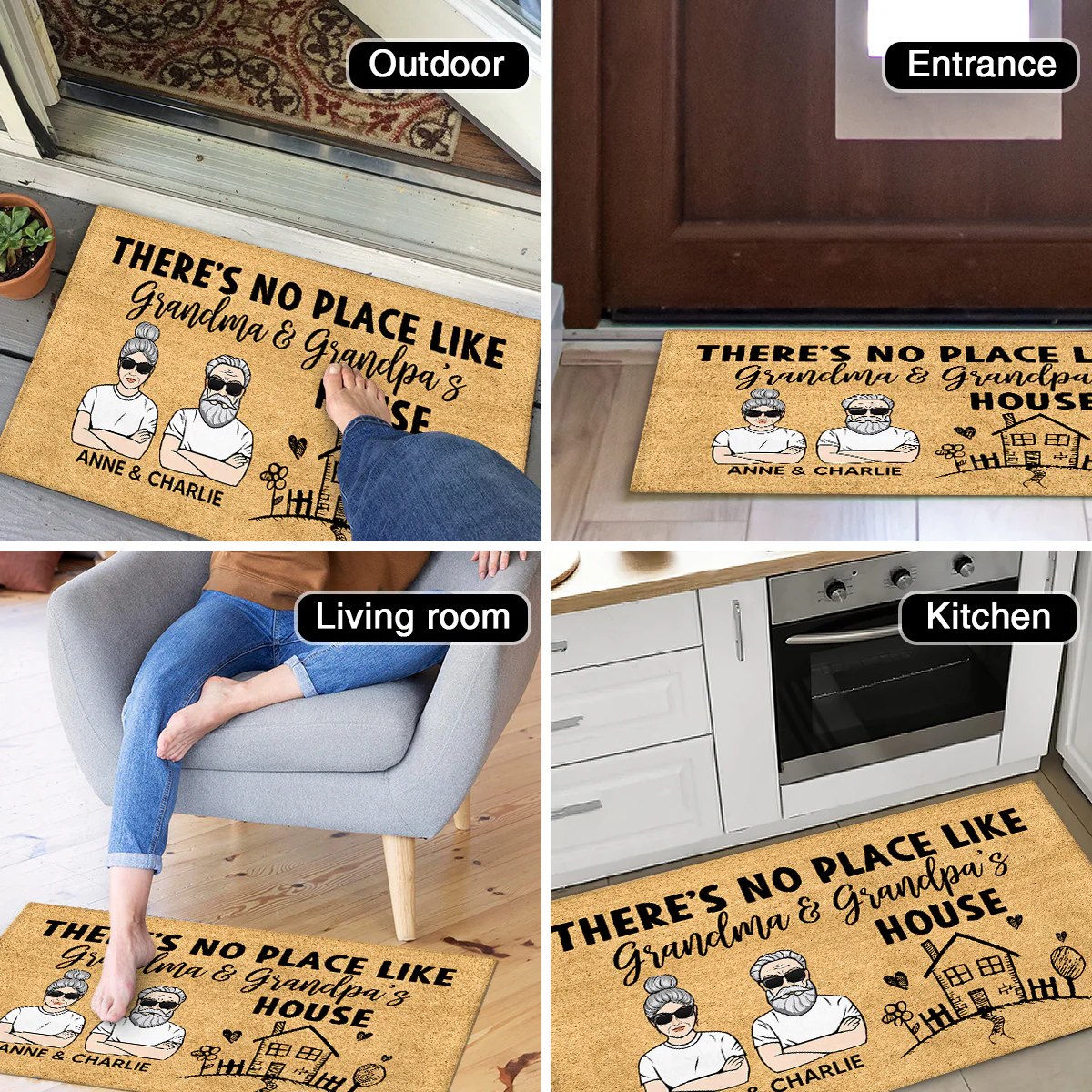 No Place Like Grandma Grandma‘s House Gift For Grandparents Personalized Doormat - Image 5
