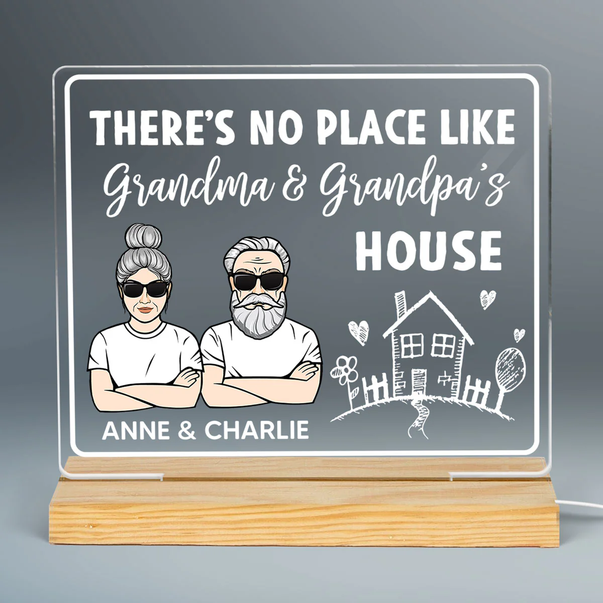 No Place Like Grandma Grandpa Personalized Custom Shape LED Night Light LED Lamp - Image 2