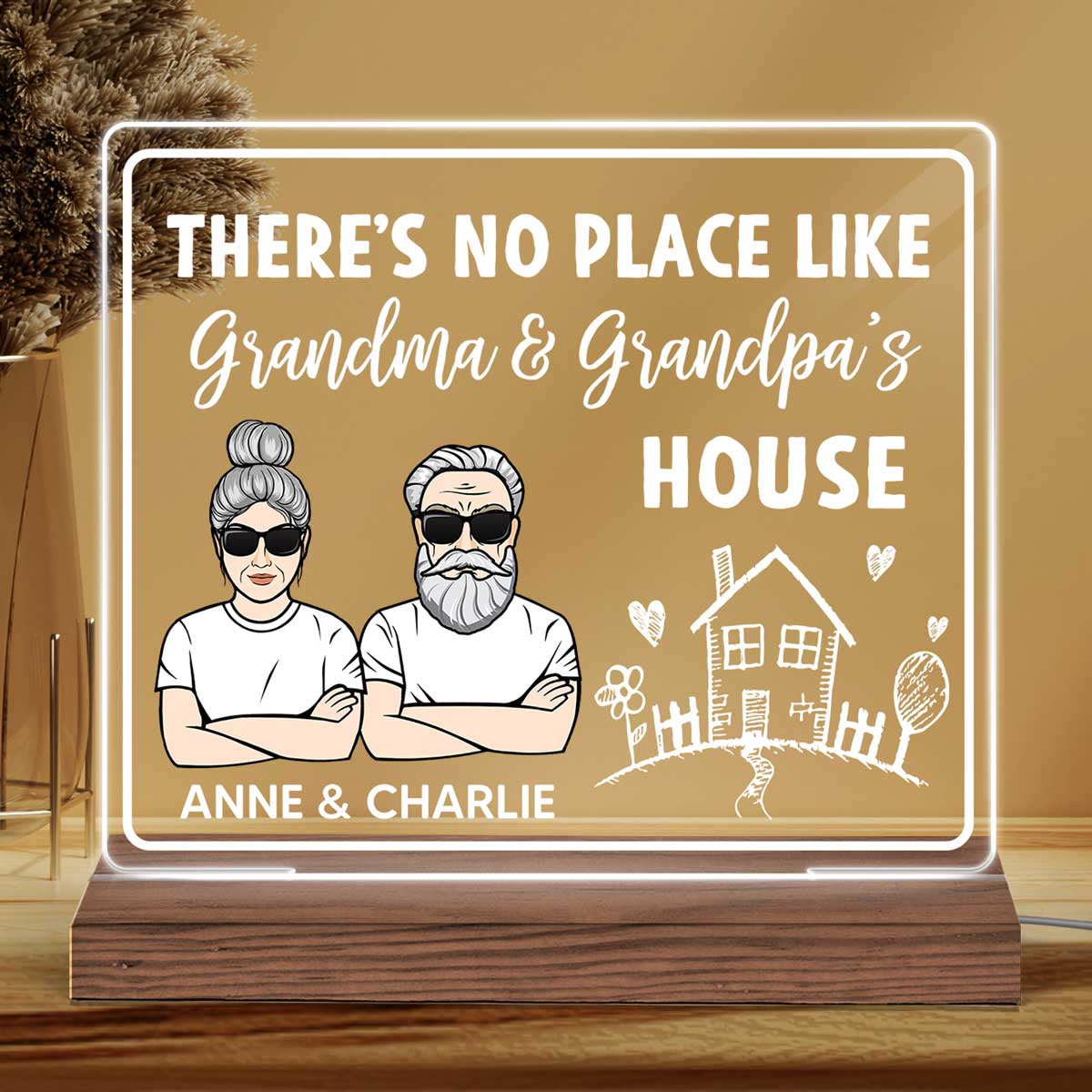 No Place Like Grandma Grandpa Personalized Custom Shape LED Night Light LED Lamp - Image 3