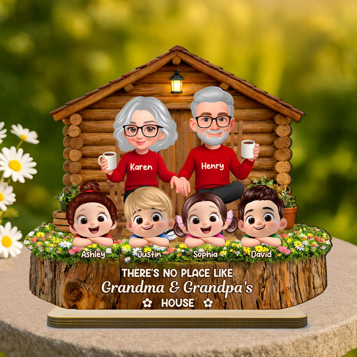 No Place Like Grandma & Grandpa's - Personalized 2-Layered Wooden Plaque - Gift for Grandma, Grandpa - Image 2