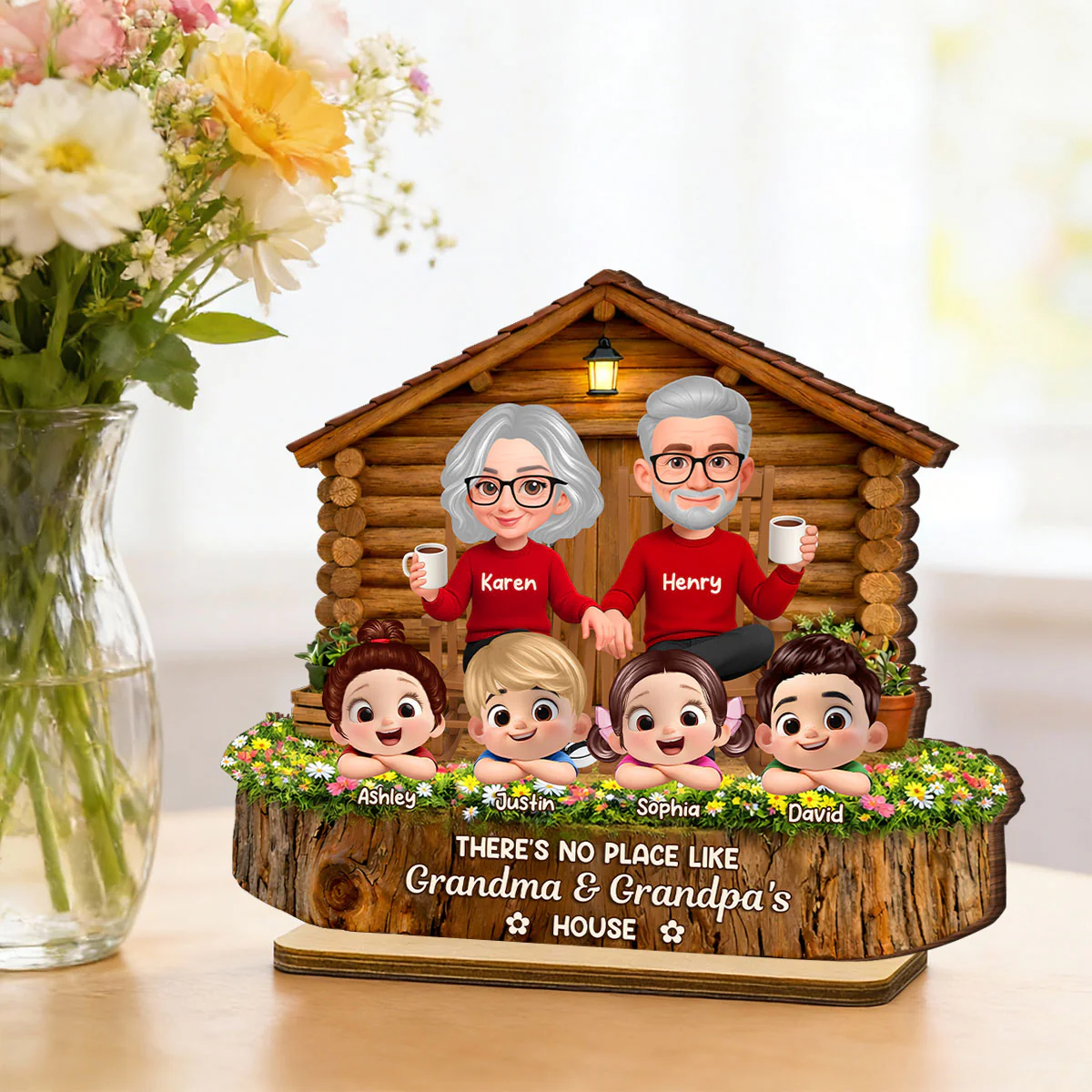 No Place Like Grandma & Grandpa's - Personalized 2-Layered Wooden Plaque - Gift for Grandma, Grandpa - Image 4