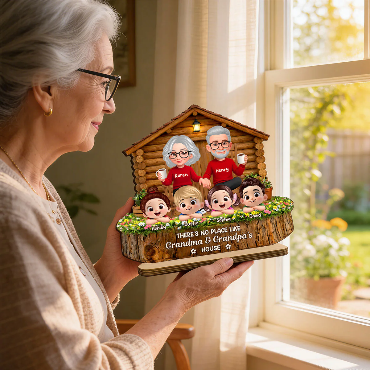 No Place Like Grandma & Grandpa's - Personalized 2-Layered Wooden Plaque - Gift for Grandma, Grandpa - Image 7