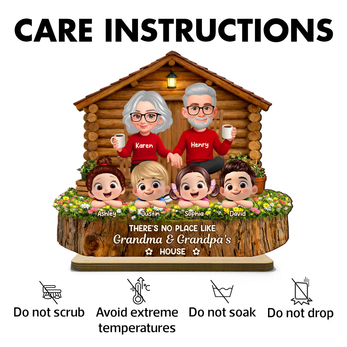 No Place Like Grandma & Grandpa's - Personalized 2-Layered Wooden Plaque - Gift for Grandma, Grandpa - Image 8