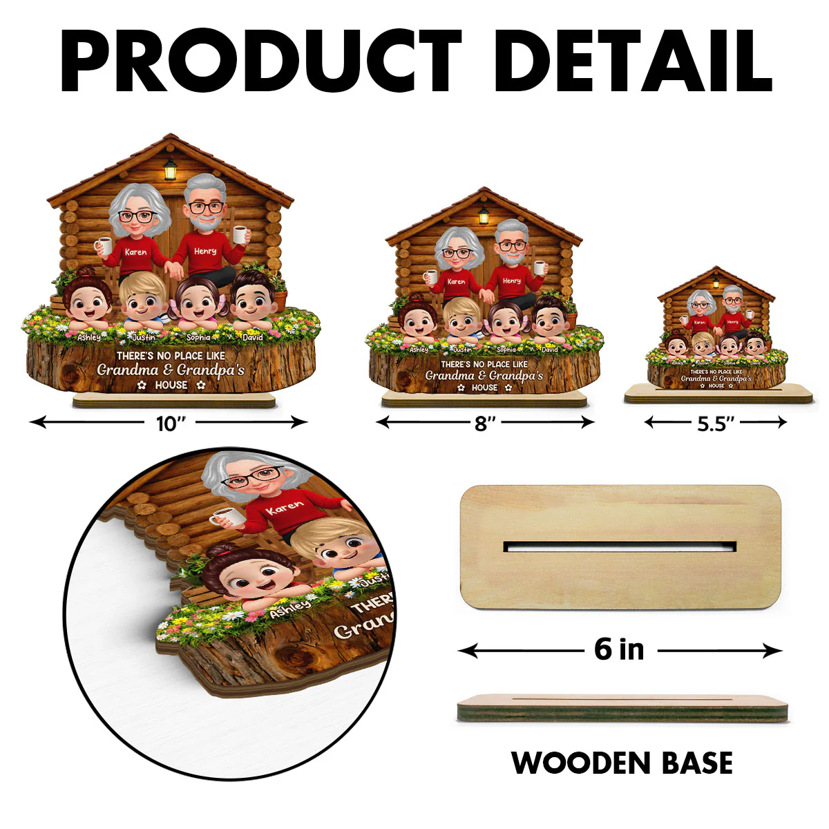 No Place Like Grandma & Grandpa's - Personalized 2-Layered Wooden Plaque - Gift for Grandma, Grandpa - Image 9