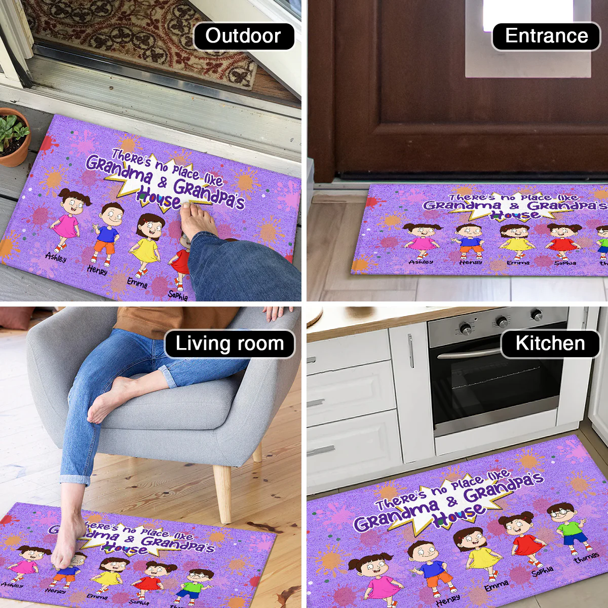 No Place Like Grandparents House Adorable Kids Personalized Doormat - Image 5