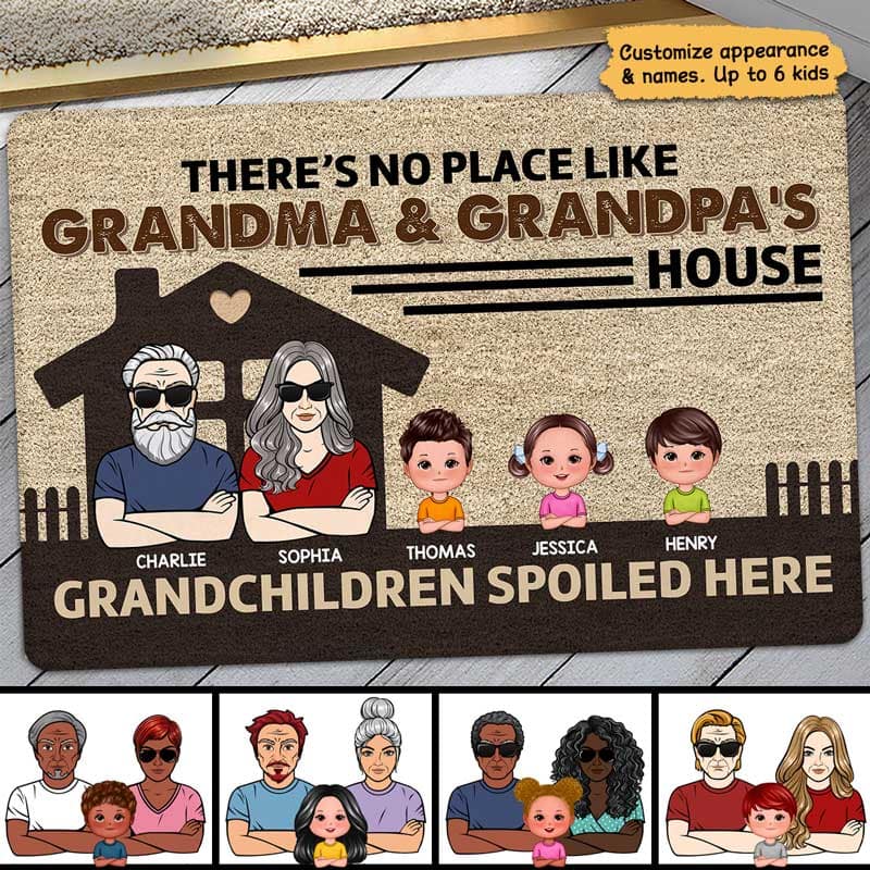 No Place Like Grandparents‘ House Doll Kids Personalized Doormat - Image 2