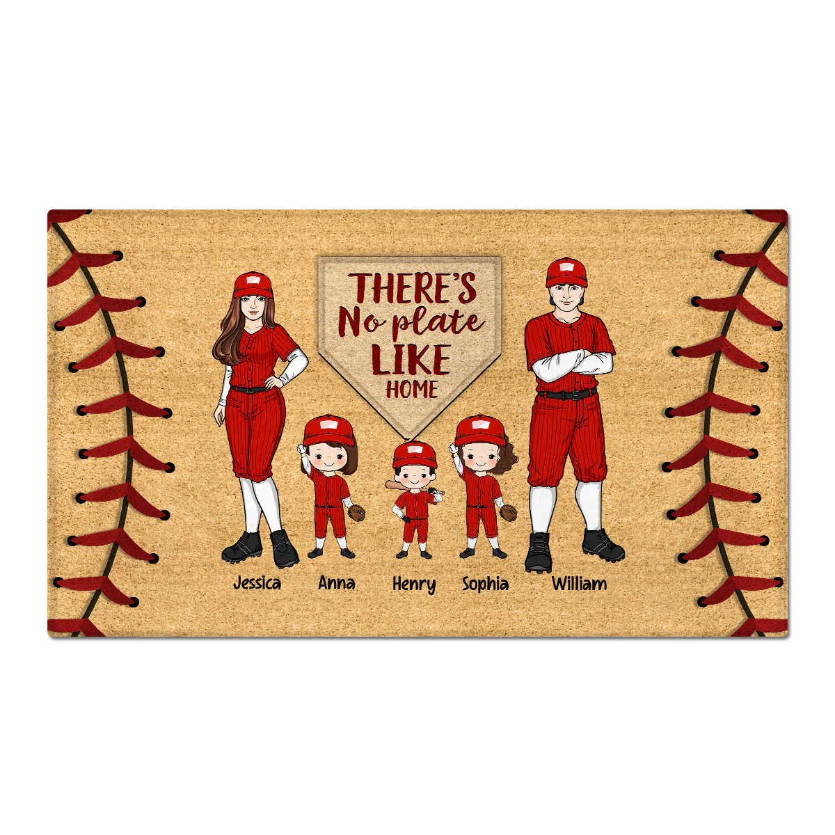No Plate Like Home Baseball Family Personalized Doormat - Image 2