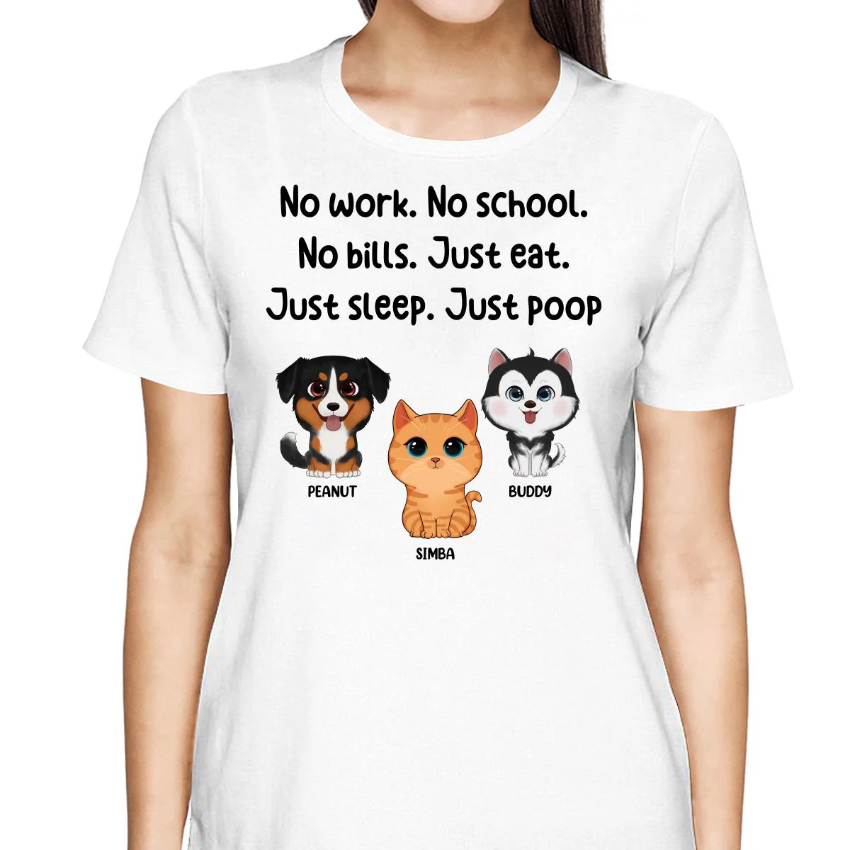 No Work No School No Bills Cute Dogs Cats Personalized Shirt - Image 2