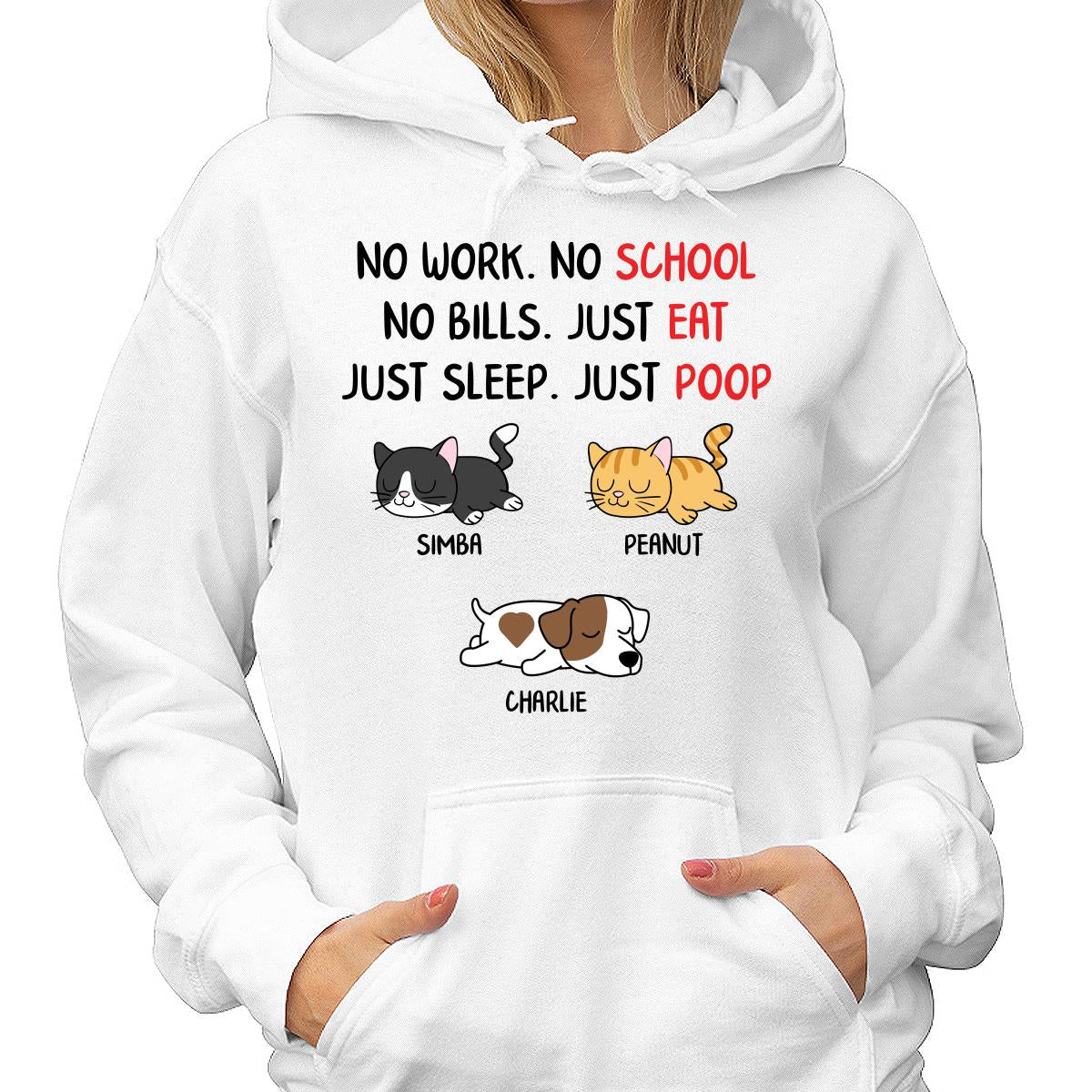 No Work No School No Bills Sleeping Dogs Cats Personalized Shirt - Image 4