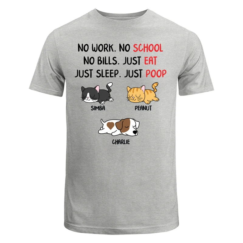 No Work No School No Bills Sleeping Dogs Cats Personalized Shirt - Image 6