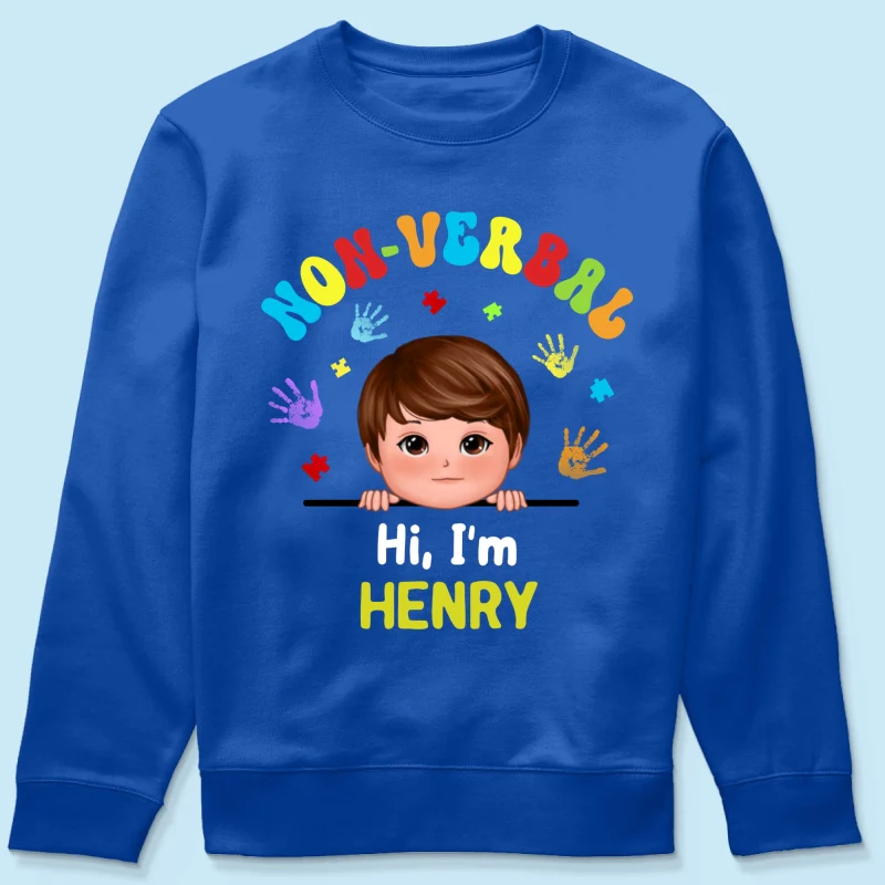 Non Verbal Hello Autism Awareness Personalized Shirt - Image 10