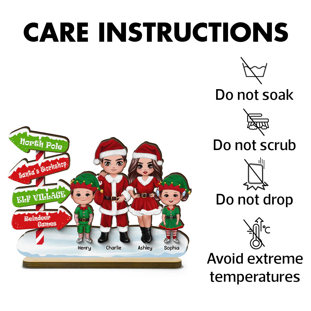 North Pole Sign Santa ELF Family Christmas Personalized 2-Layer Standing Wooden Plaque - Image 7
