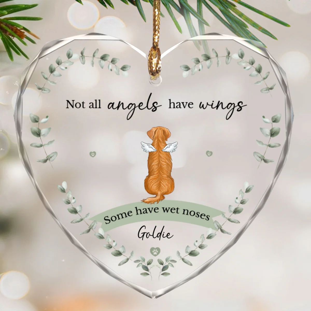 Not All Angels Have Wings Dog Memorial - Personalized Glass Ornament - Christmas Sympathy Remembrance Keepsake - Image 6